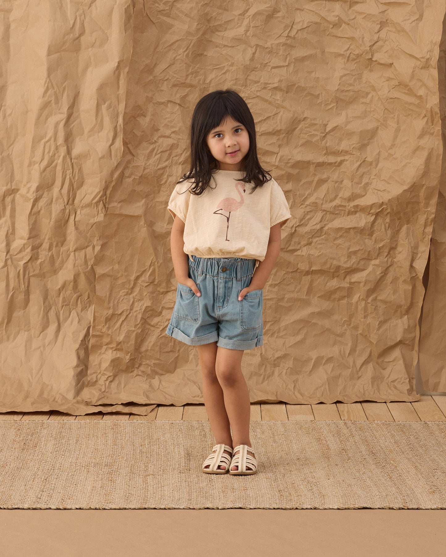 Cropped Cinch Tee Flamingo