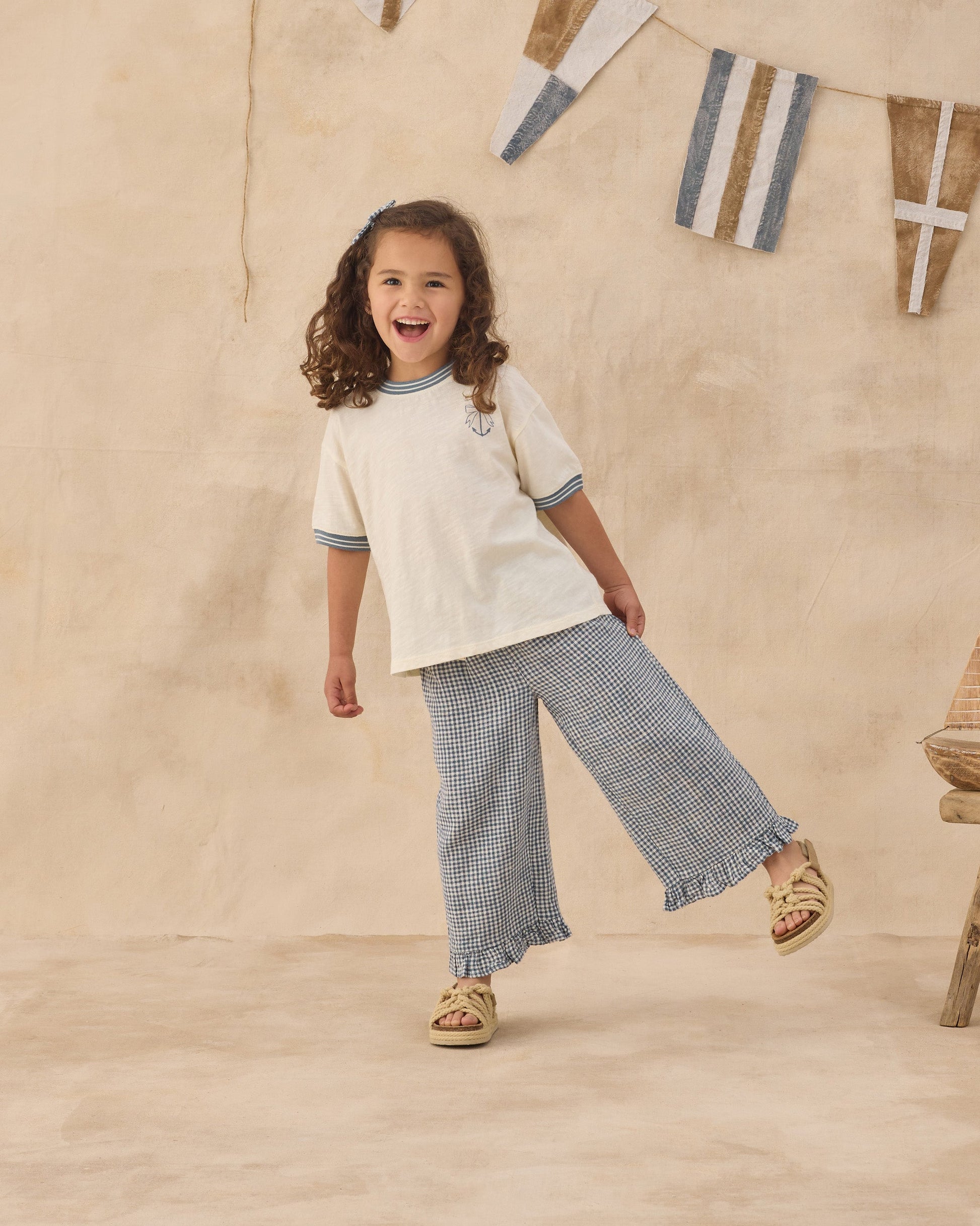Wide Leg Pant Marine Gingham