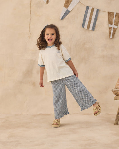Wide Leg Pant Marine Gingham