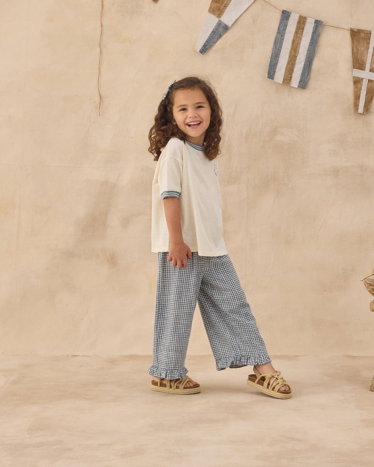Wide Leg Pant Marine Gingham