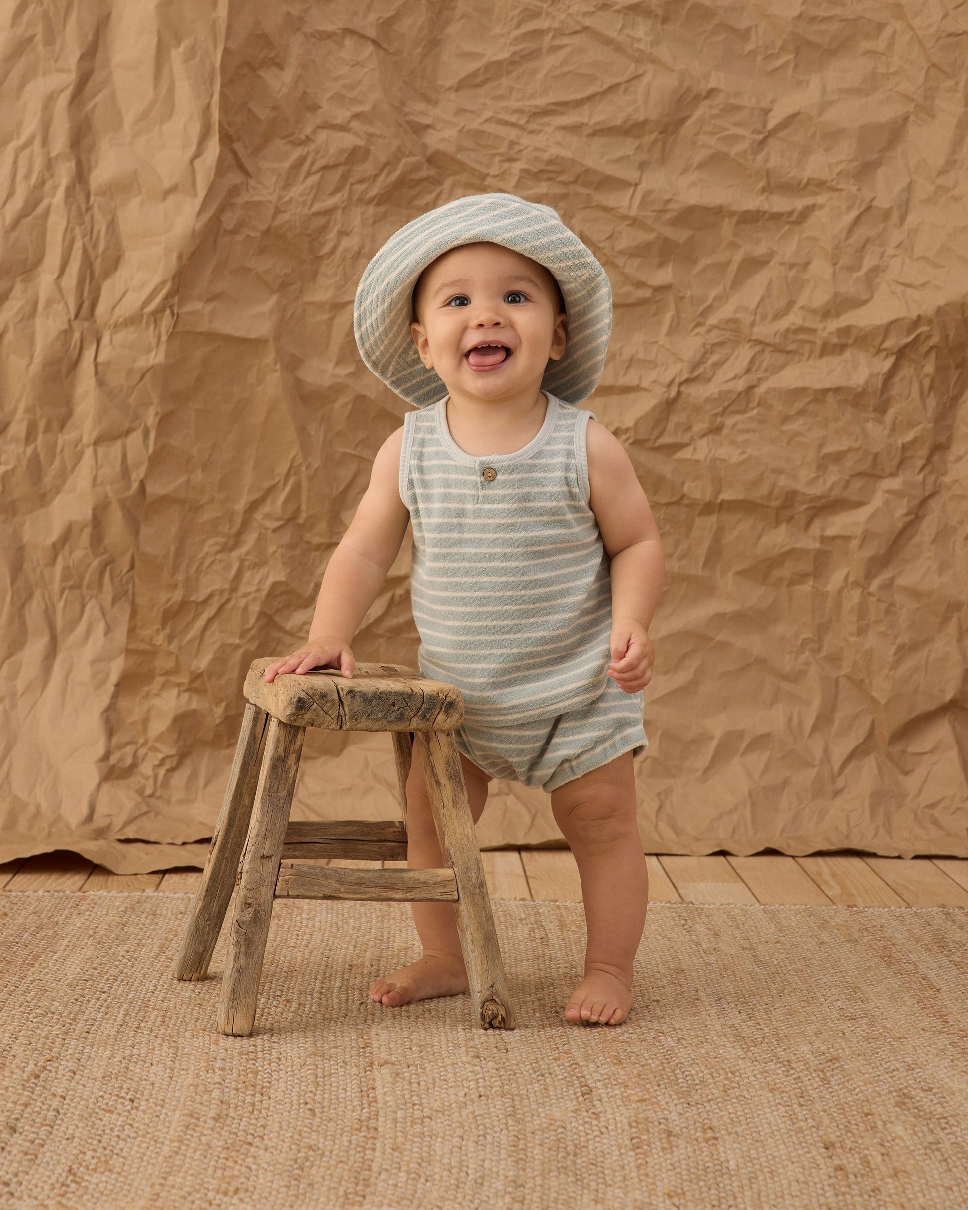 Bucket Hat Seafoam Terry Stripe