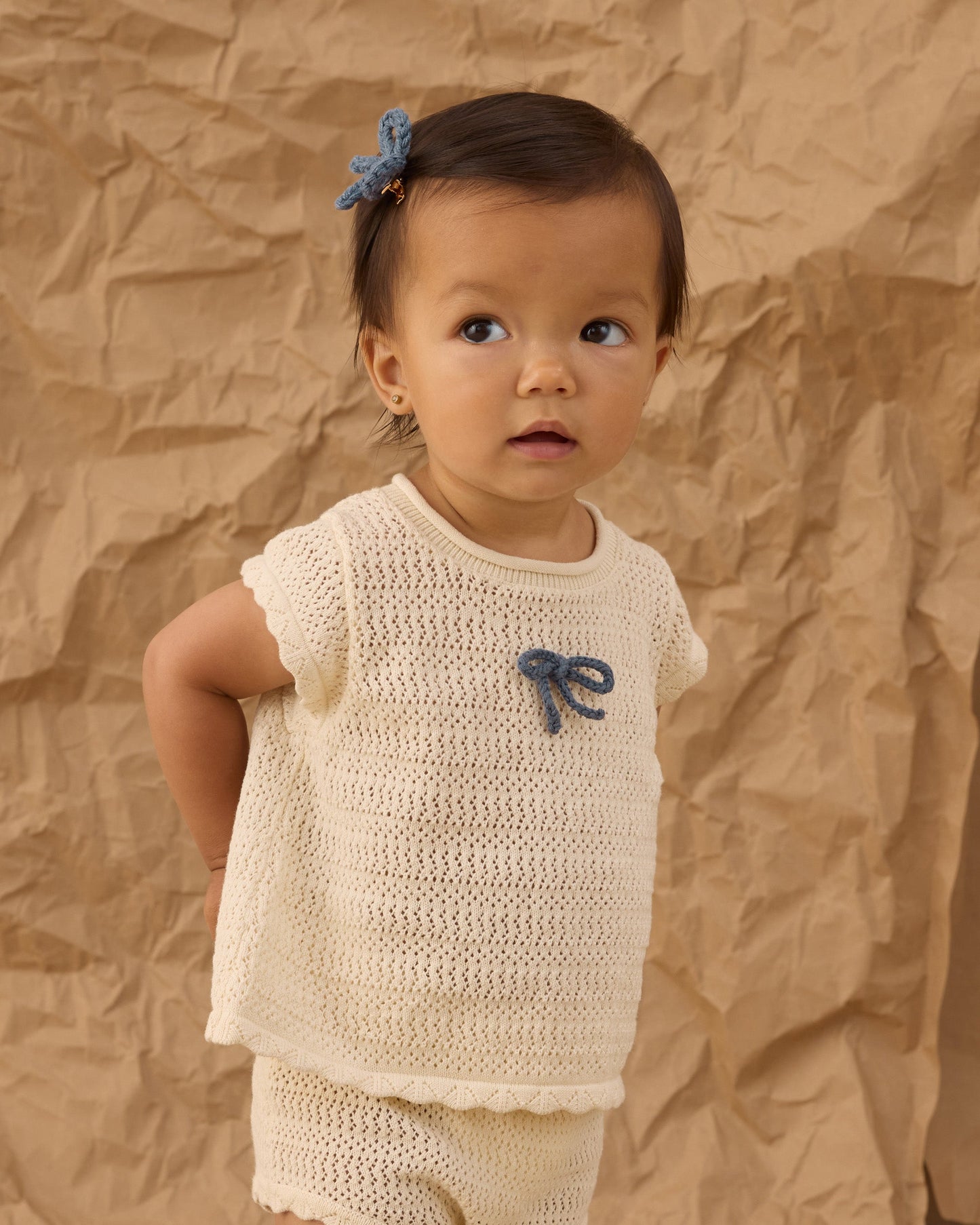 Scallop Knit Baby Set Natural