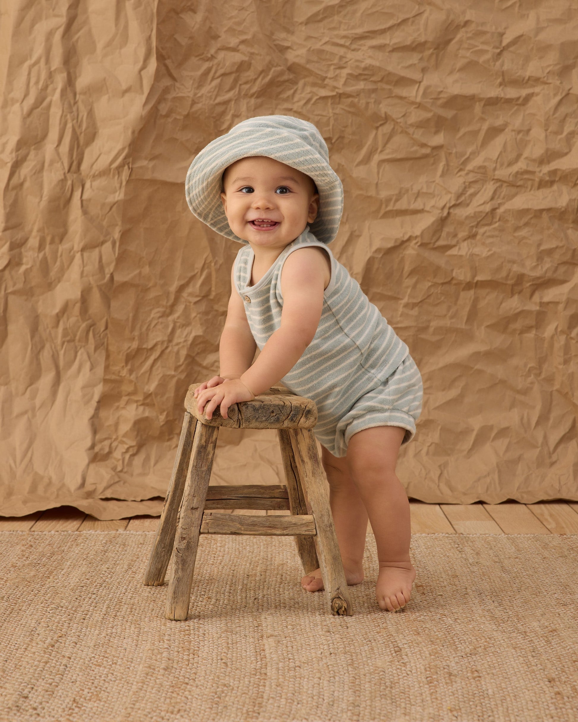 Bucket Hat Seafoam Terry Stripe