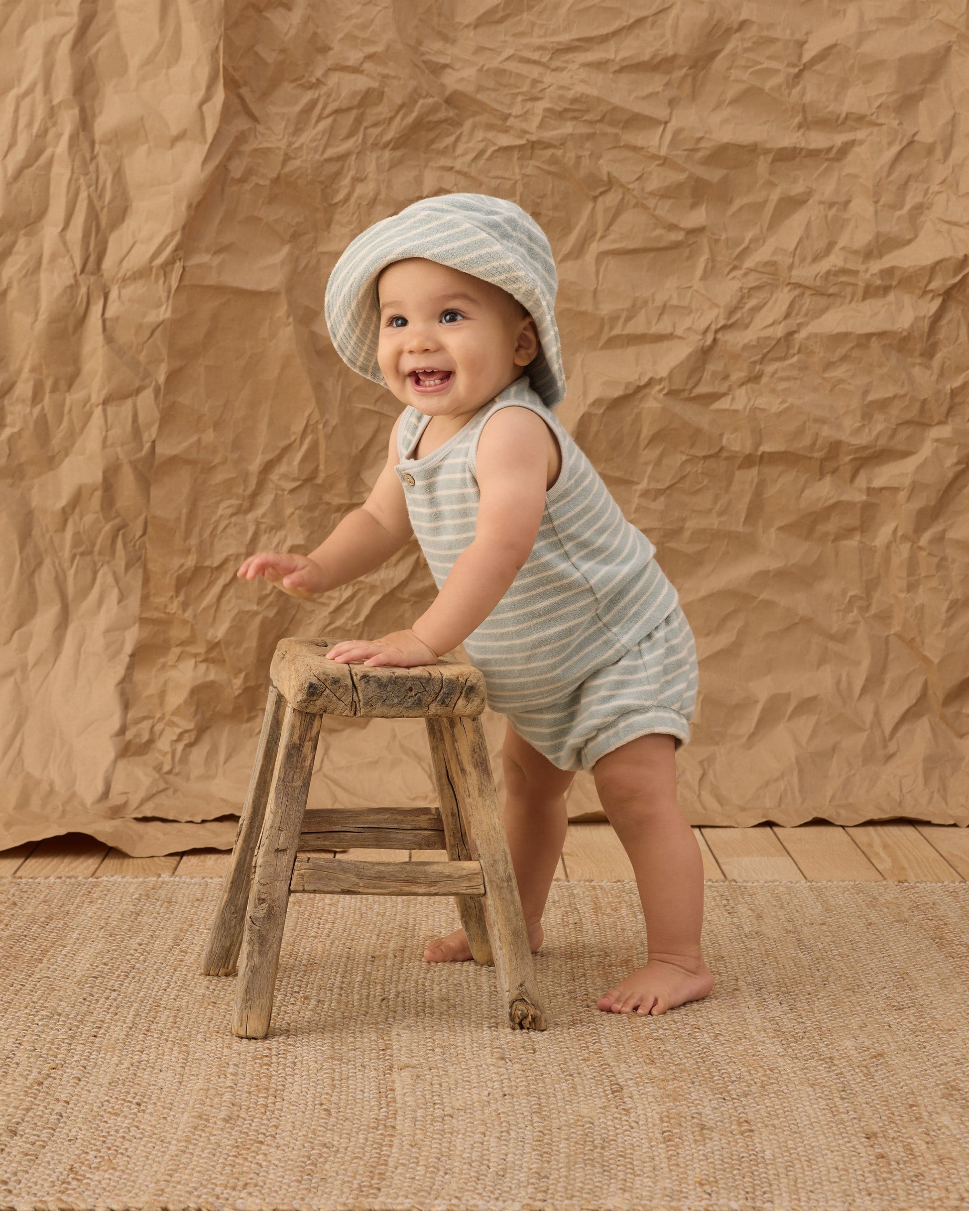 Bucket Hat Seafoam Terry Stripe