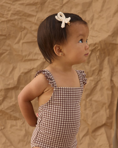 Positano One-Piece Chocolate Houndstooth