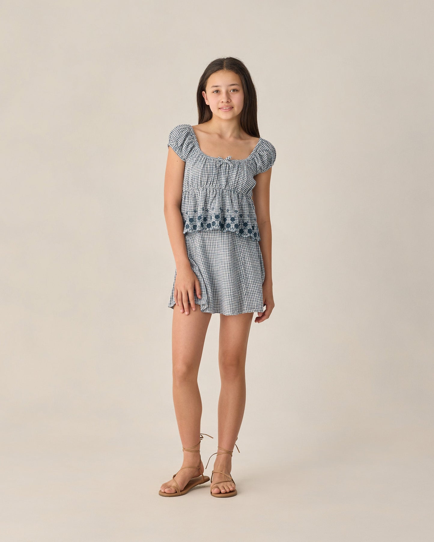 Teen Rachel Skirt Marine Gingham
