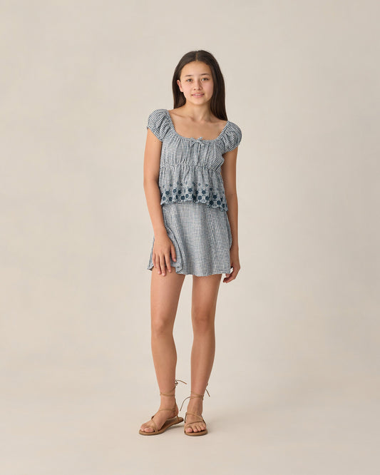 Teen Rylan Top Marine Gingham