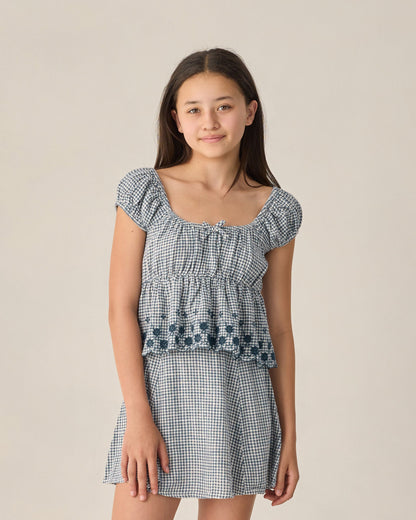 Teen Rylan Top Marine Gingham