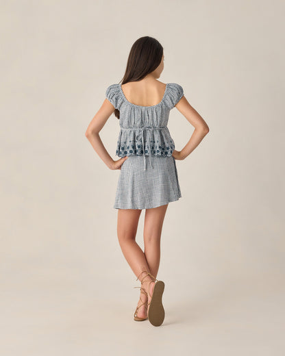 Teen Rylan Top Marine Gingham