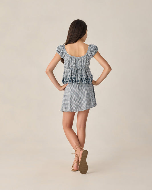 Teen Rylan Top Marine Gingham