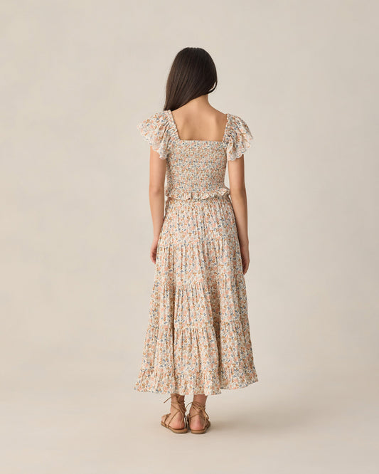 Teen Ruffle Tiered Maxi Skirt Flower Fields