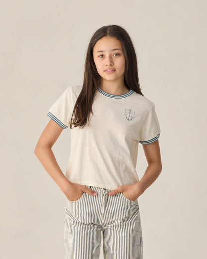 Teen Ringer Tee Anchor Bow