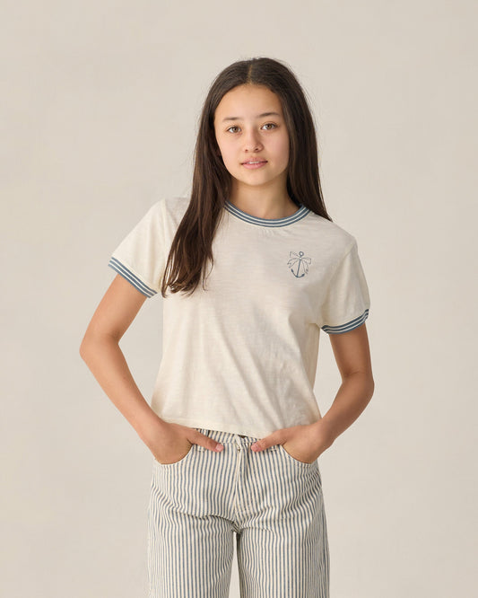 Teen Ringer Tee Anchor Bow