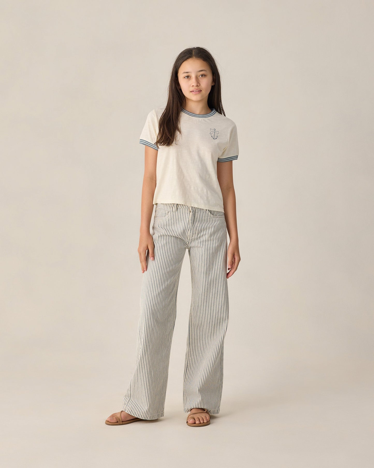 Teen Ringer Tee Anchor Bow