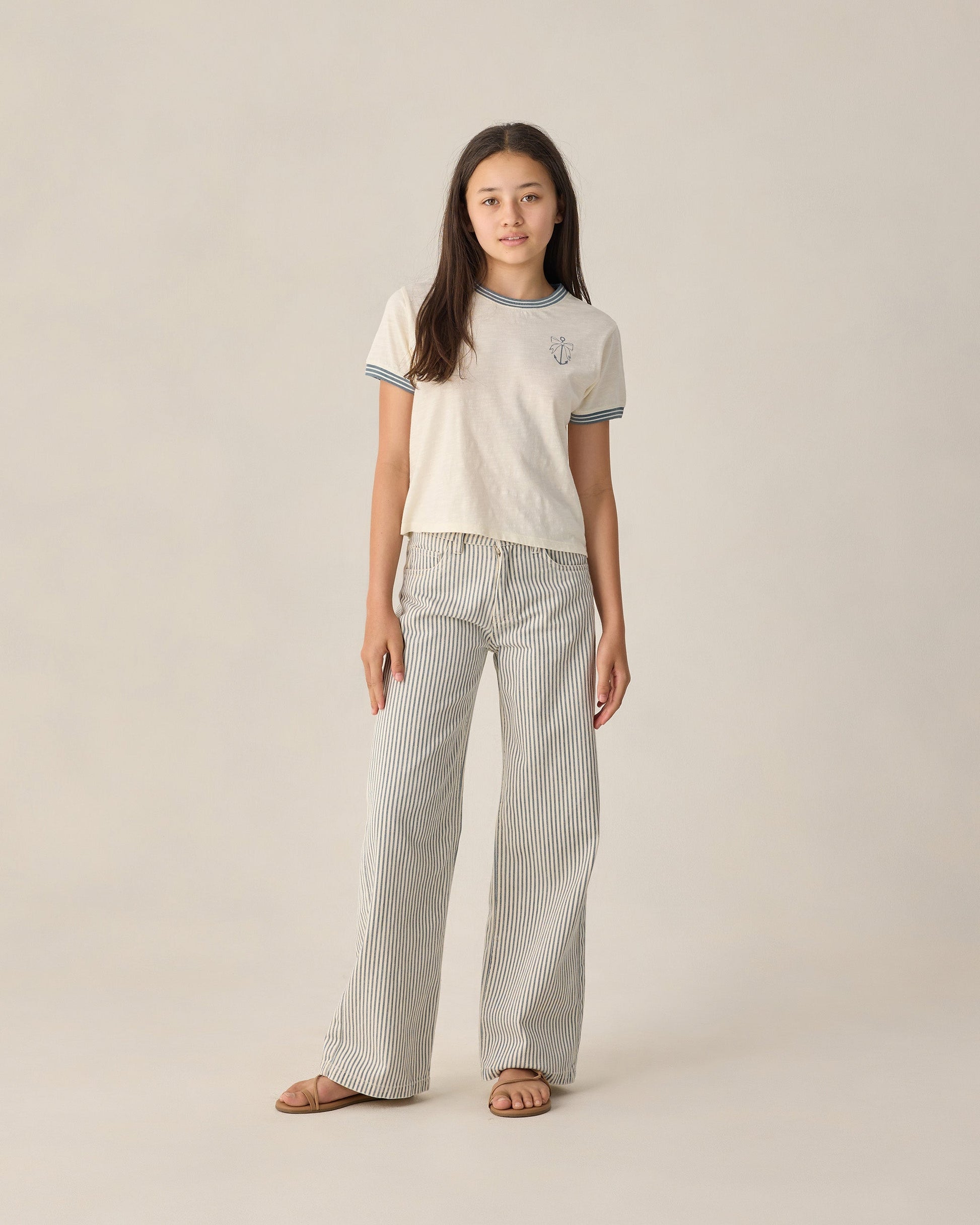Teen Ringer Tee Anchor Bow