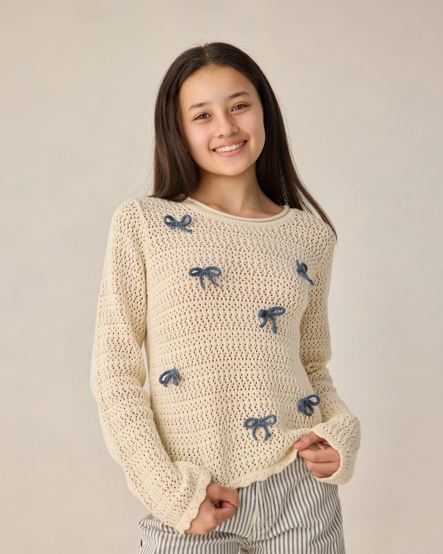 Teen Crochet Knit Pullover Bows