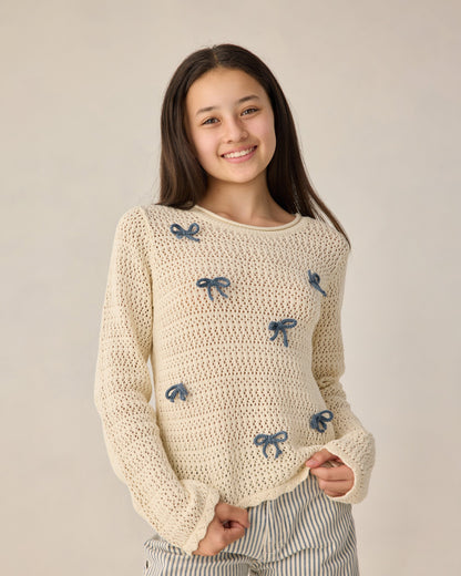 Teen Crochet Knit Pullover Bows