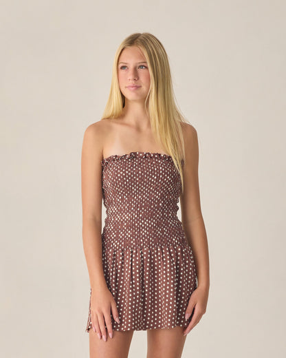 Teen Daria Mini Dress Chocolate Polka Dot