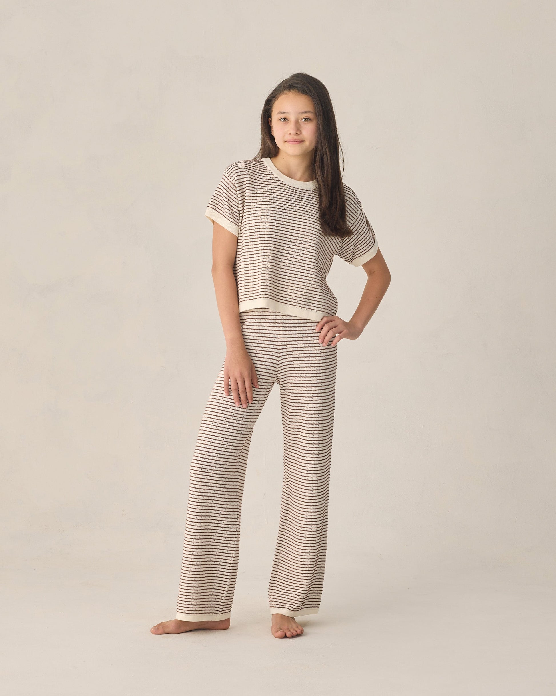 Teen Knit Wide Leg Pant Chocolate Stripe