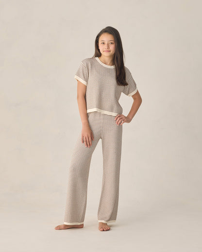 Teen Knit Wide Leg Pant Chocolate Stripe