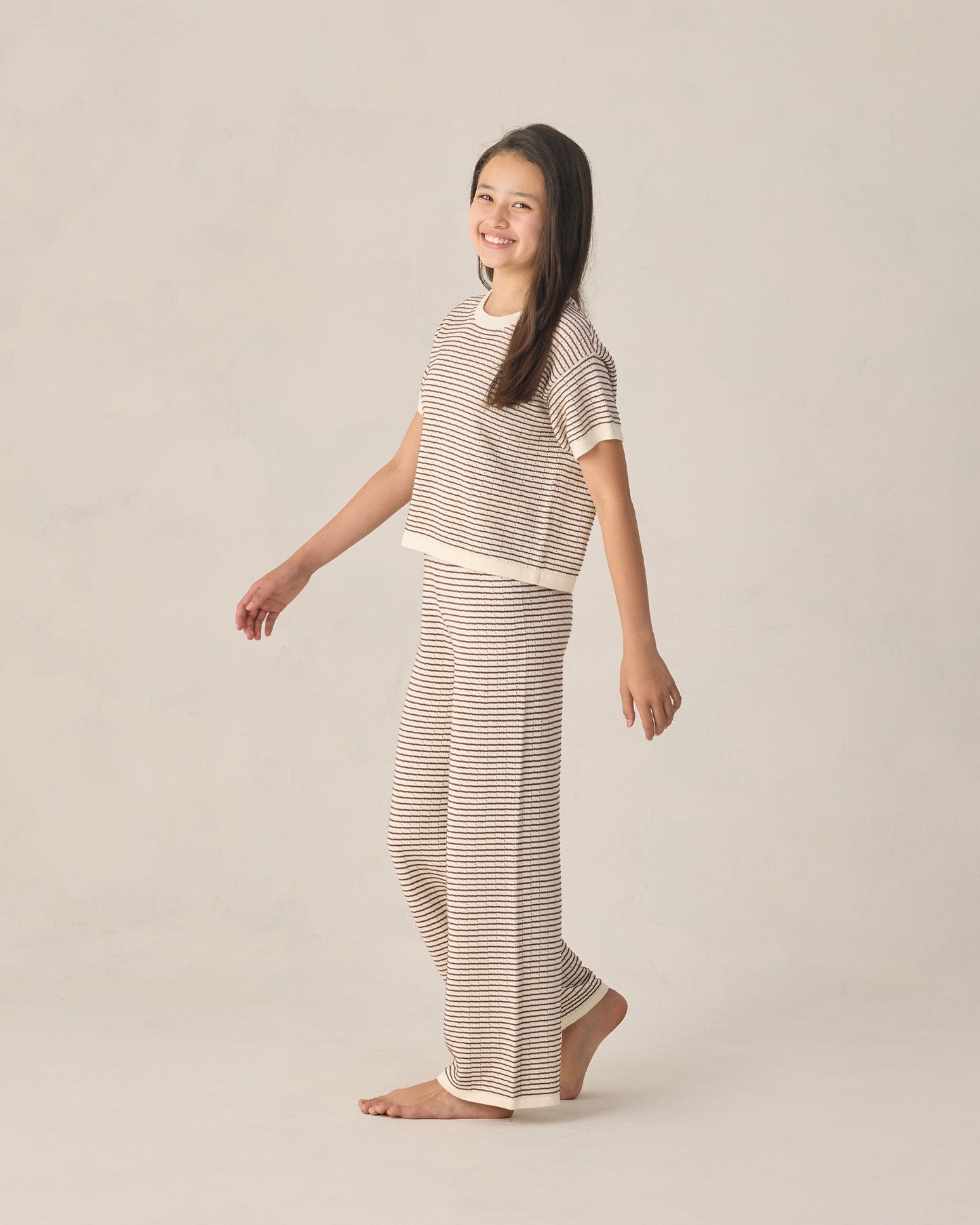Teen Knit Wide Leg Pant Chocolate Stripe