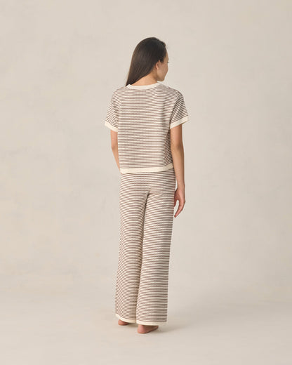 Teen Knit Wide Leg Pant Chocolate Stripe