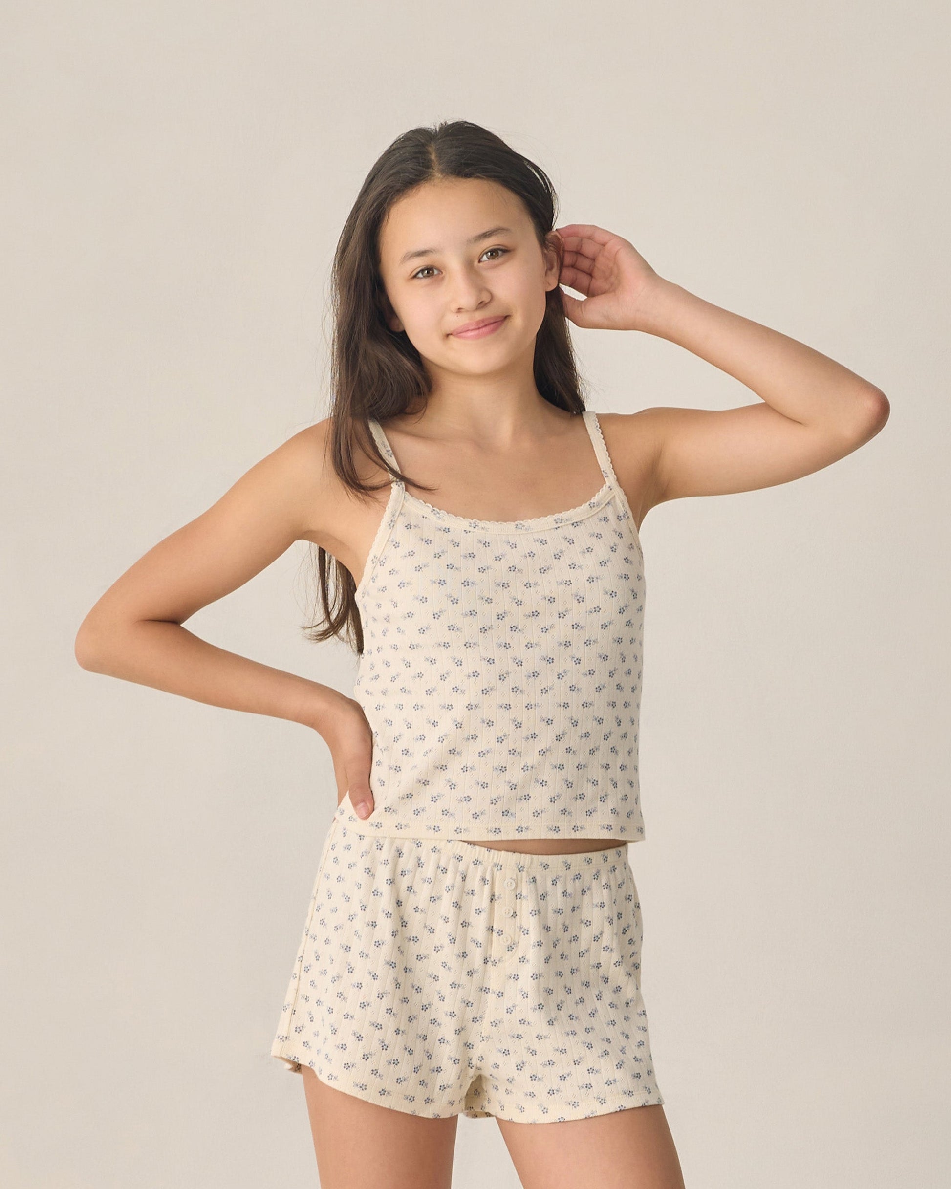 Teen Pointelle Lounge Set Blue Ditsy
