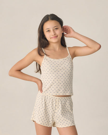 Teen Pointelle Lounge Set Blue Ditsy