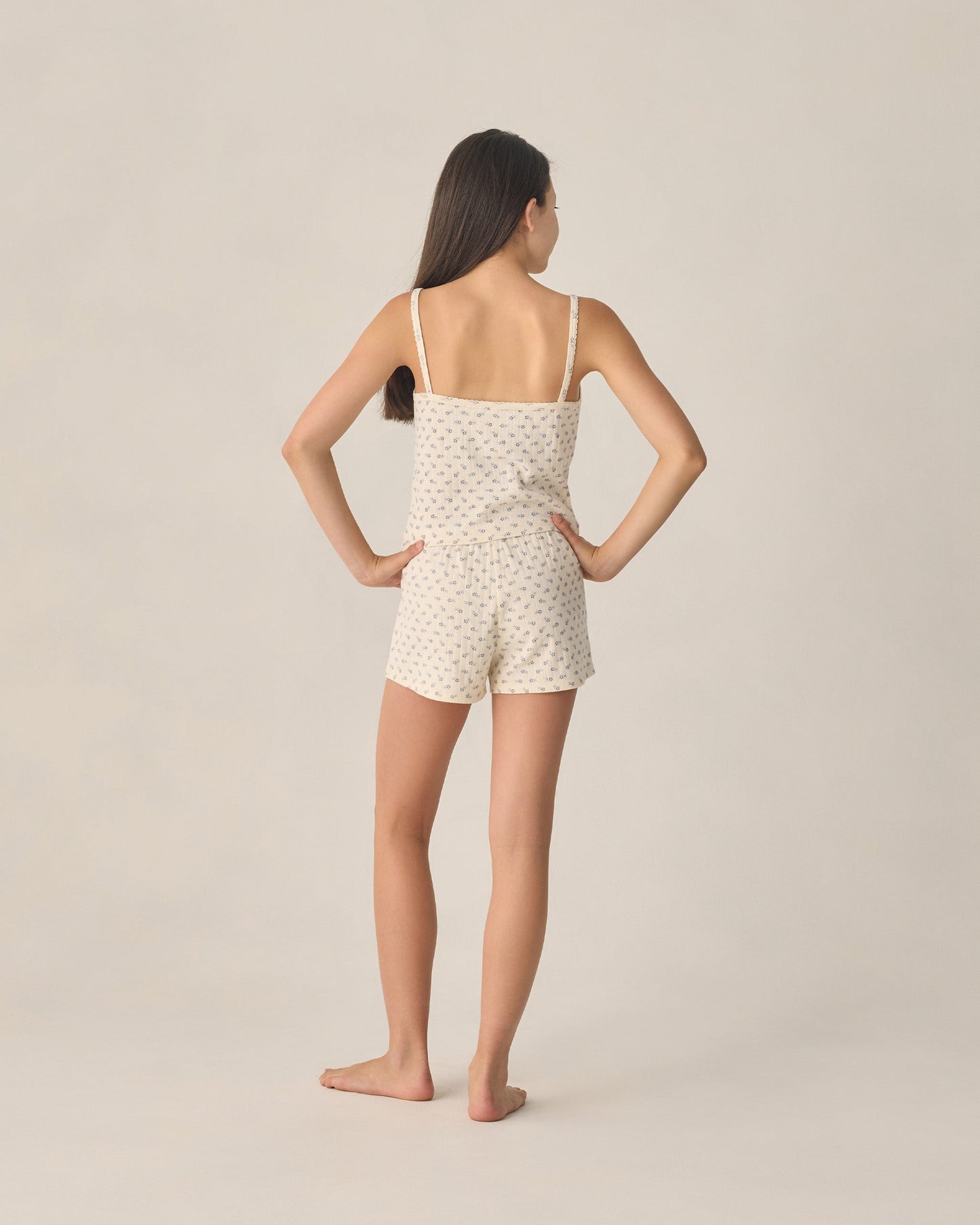 Teen Pointelle Lounge Set Blue Ditsy