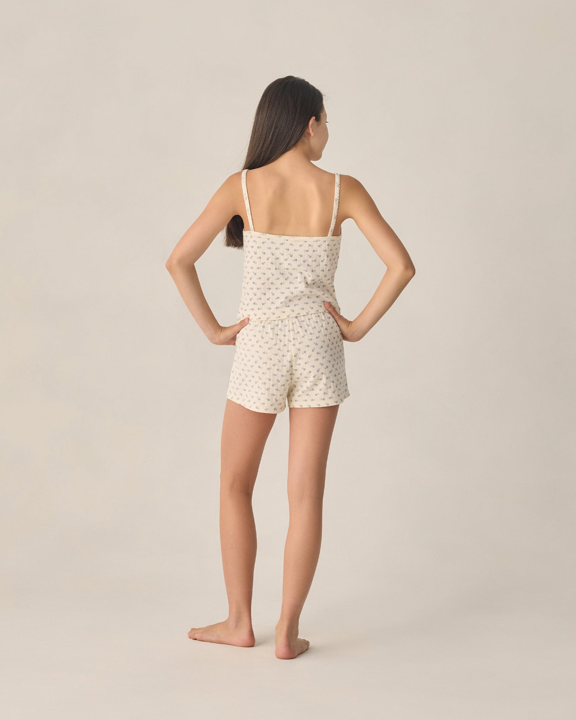 Teen Pointelle Lounge Set Blue Ditsy