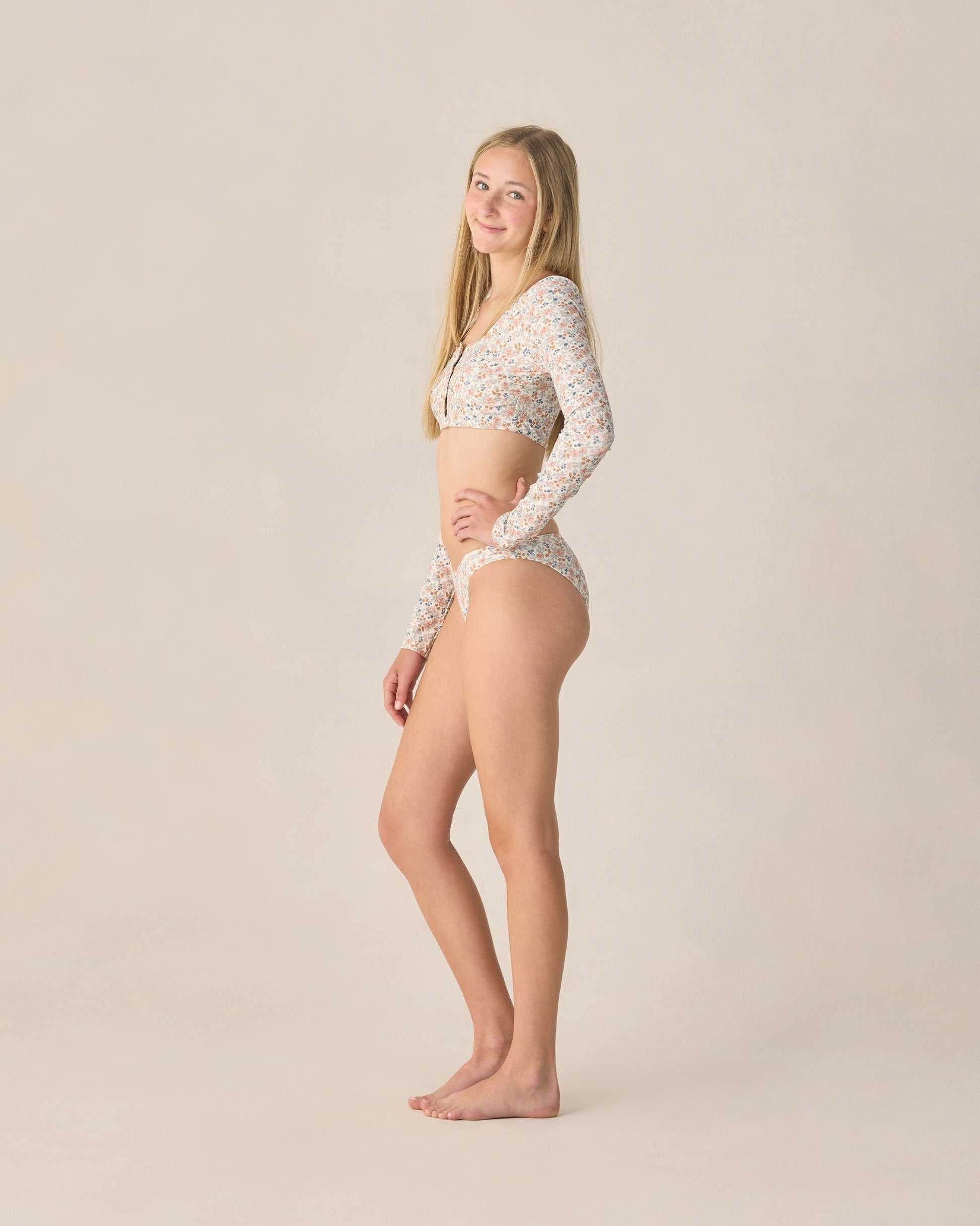 Teen Long Sleeve Bikini Set Flower Field