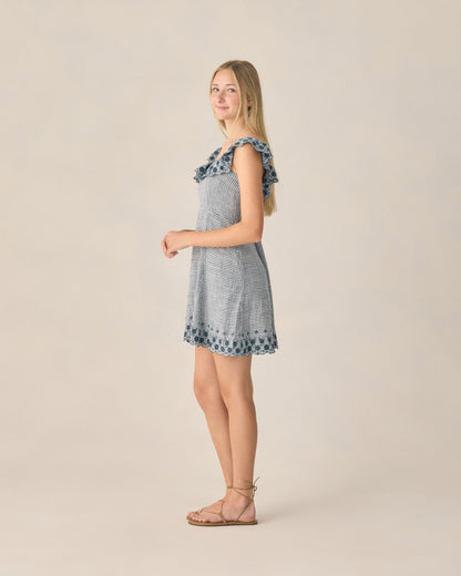 Teen Bianca Mini Dress Marine Gingham