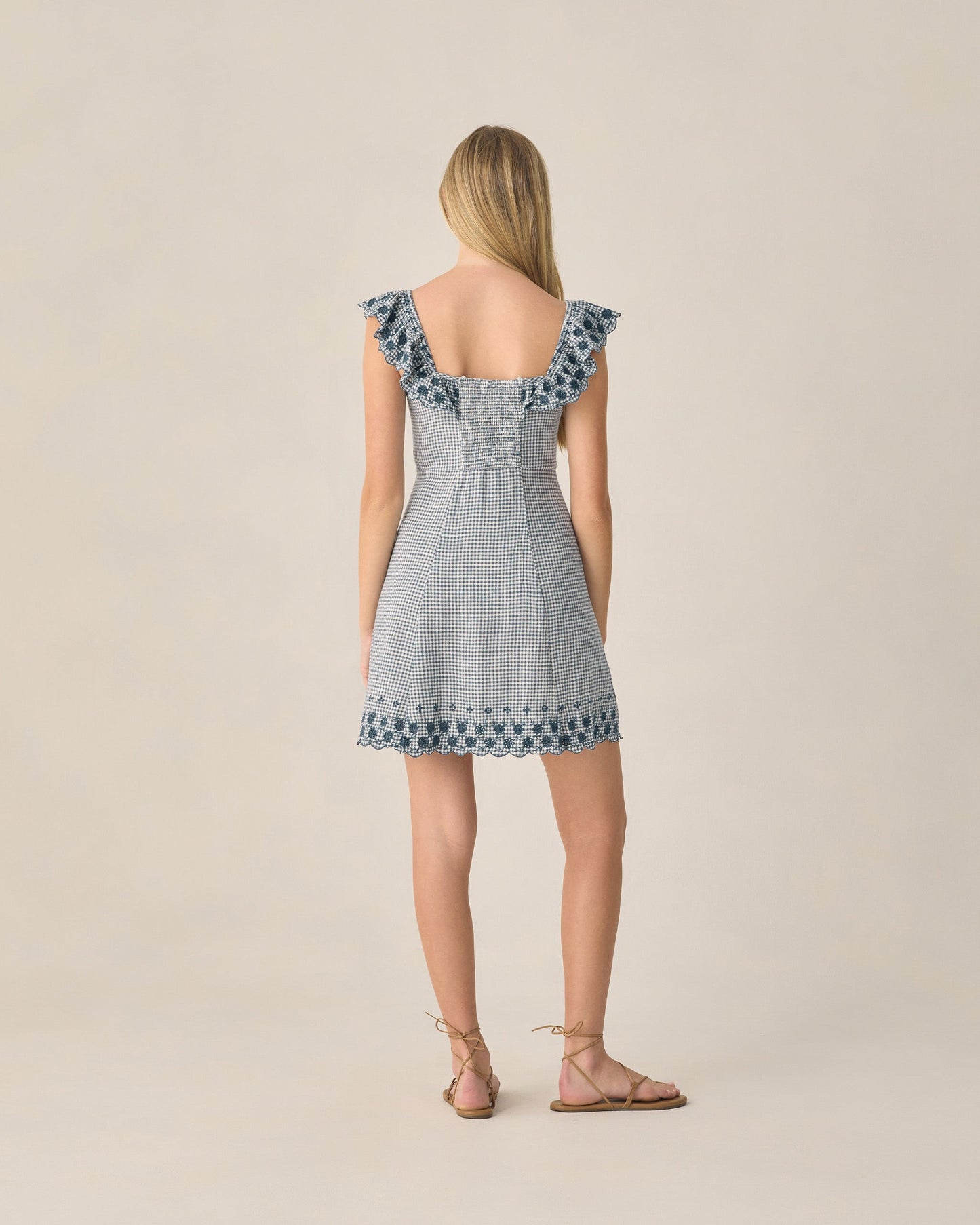 Teen Bianca Mini Dress Marine Gingham