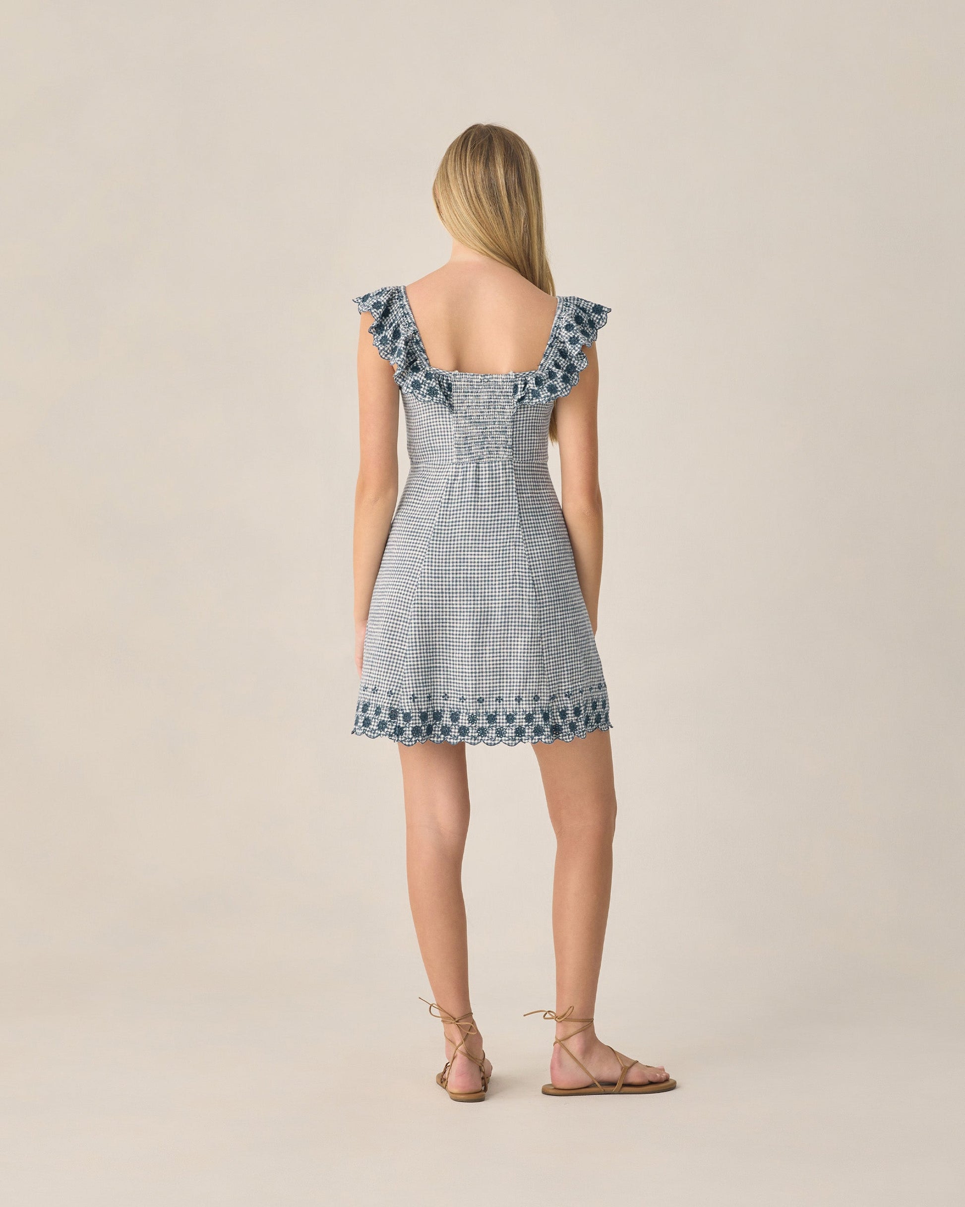 Teen Bianca Mini Dress Marine Gingham