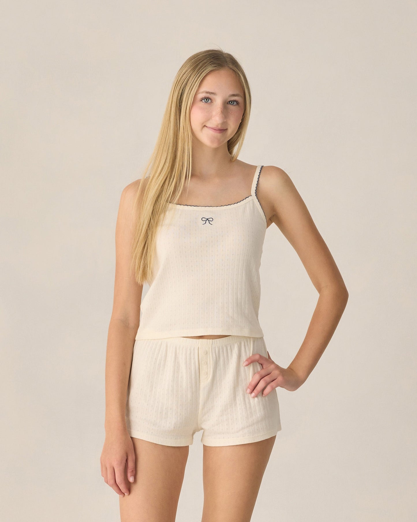 Teen Pointelle Lounge Set Ivory
