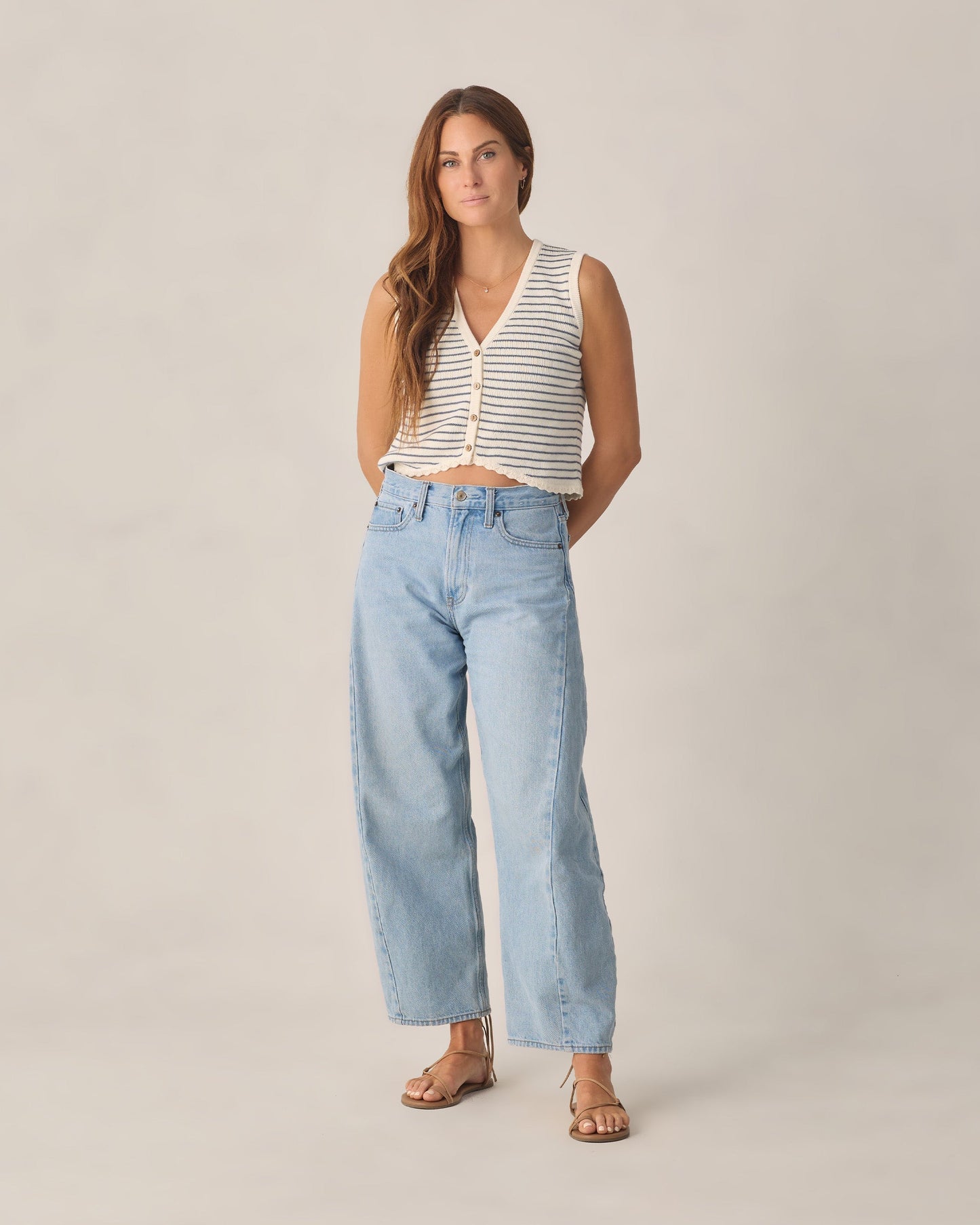 Women's Knit Vest Marine Stripe