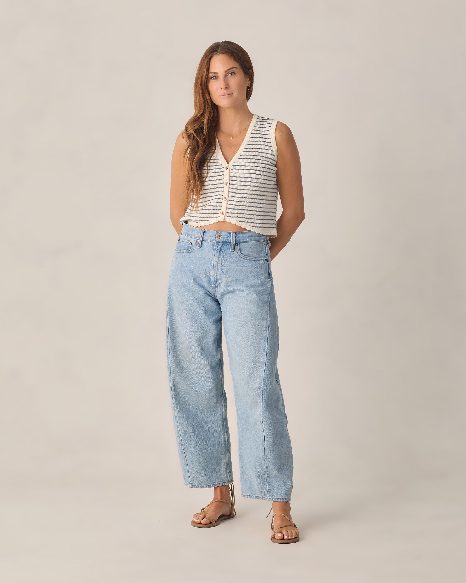 Women's Knit Vest Marine Stripe