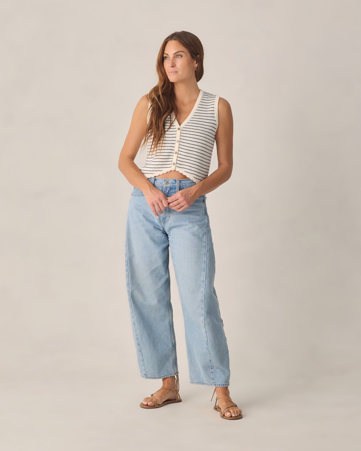 Women's Knit Vest Marine Stripe