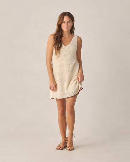Women's Crochet Tank Mini Dress Natural