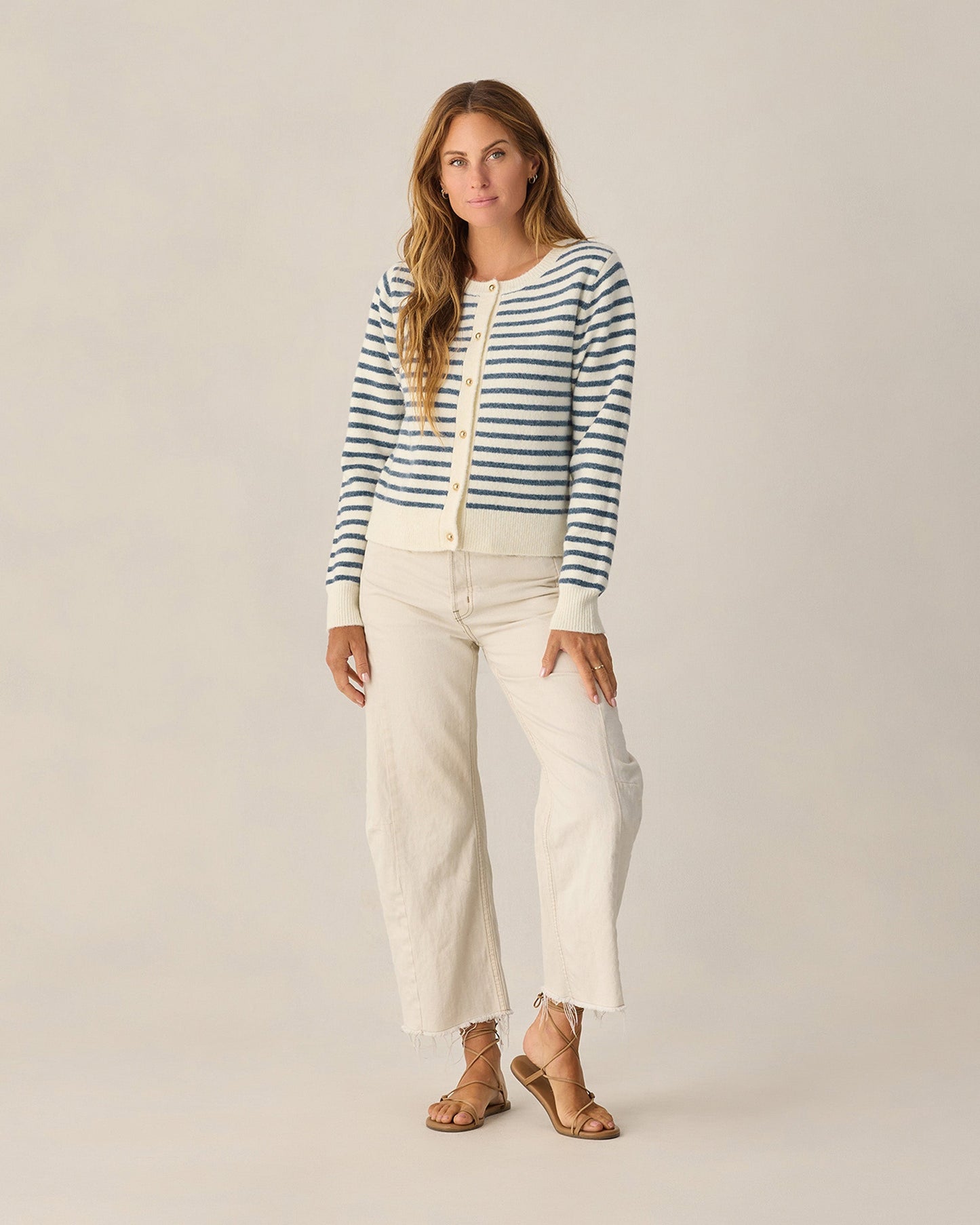 Women's Classic Cardigan Maritime Stripe