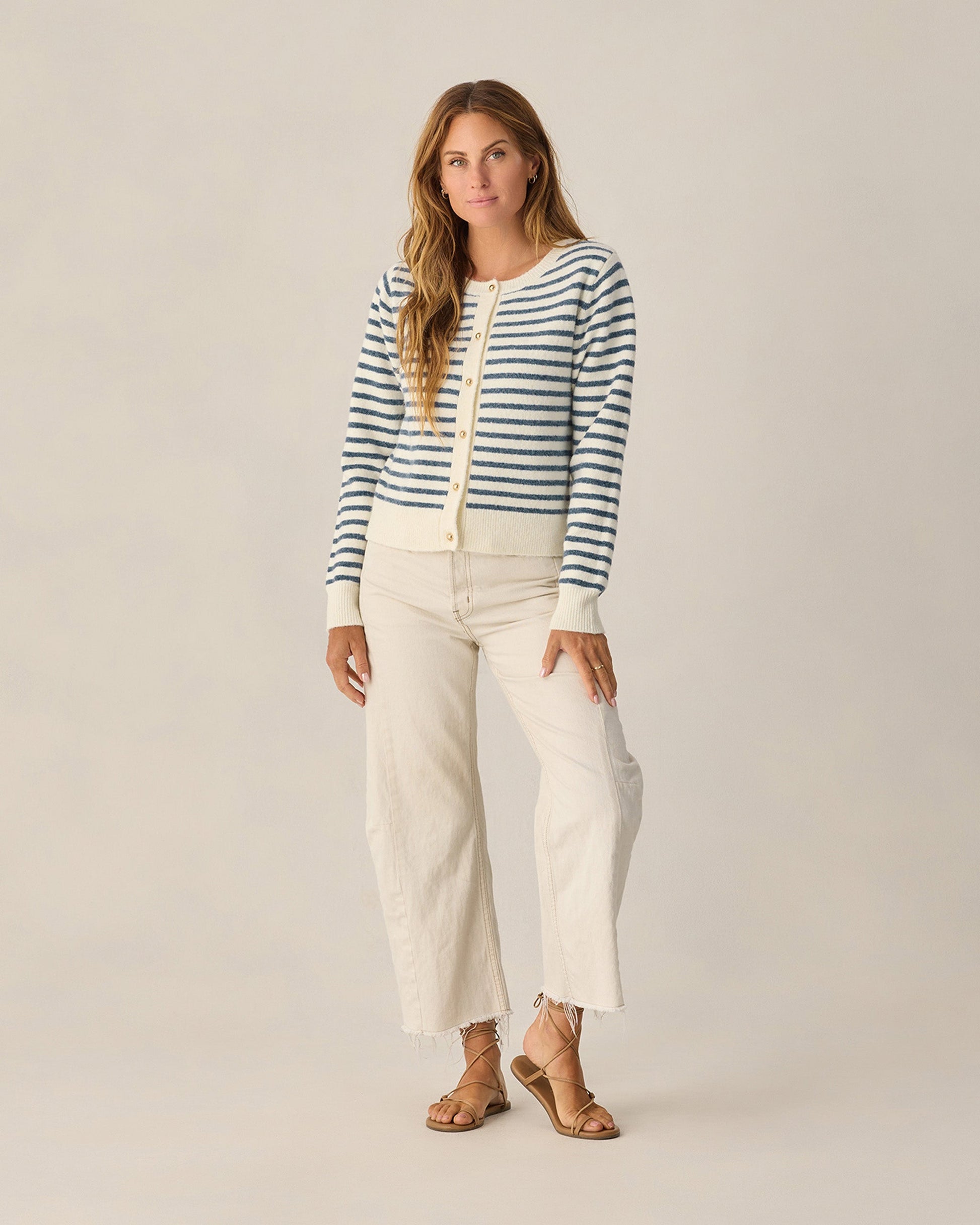 Women's Classic Cardigan Maritime Stripe