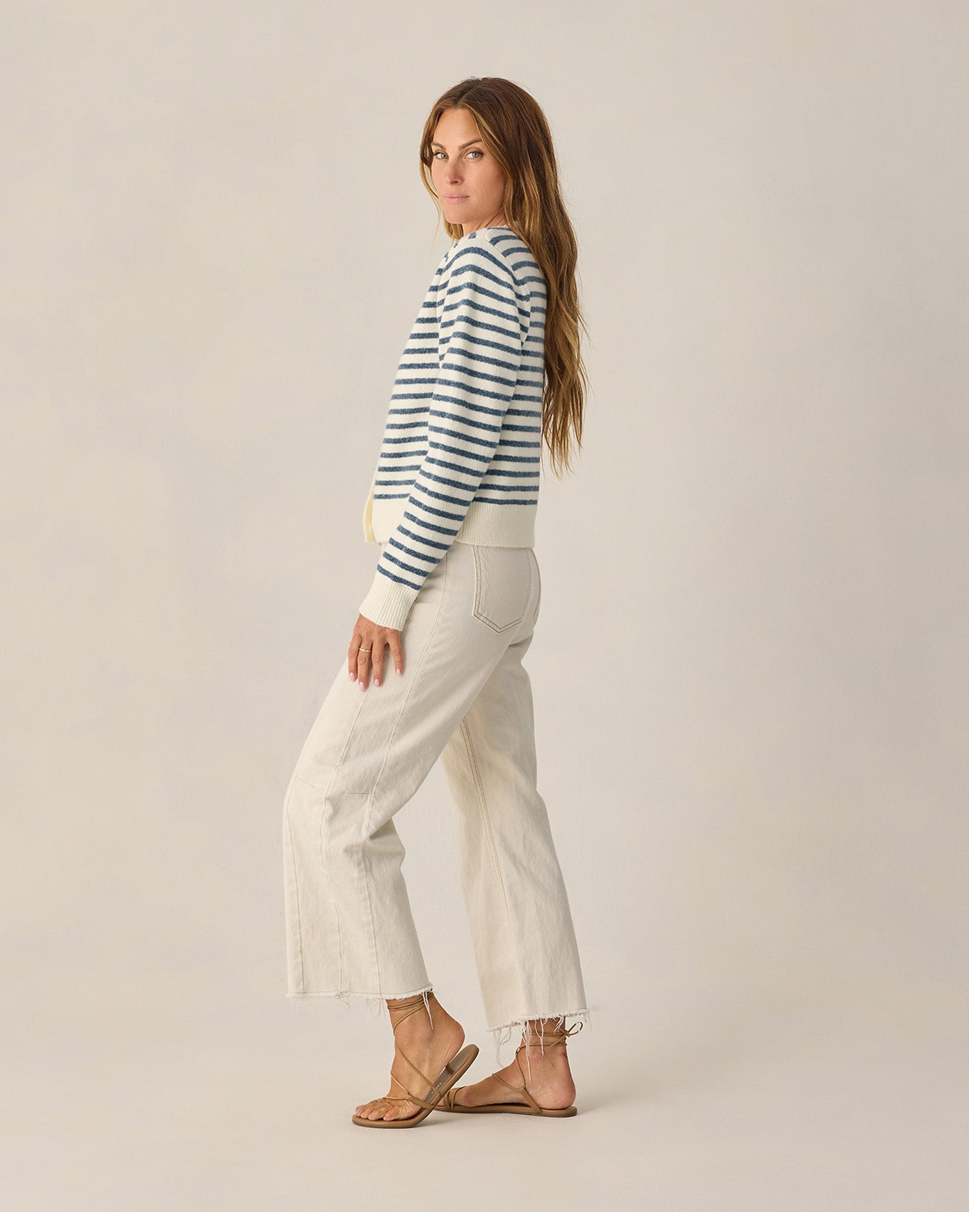 Women's Classic Cardigan Maritime Stripe