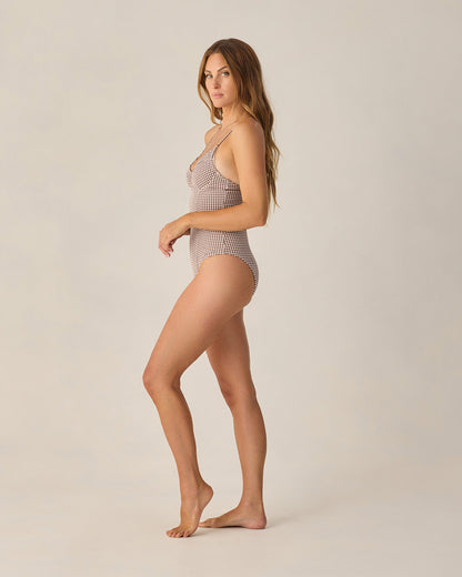 Women's Underwire One-Piece Chocolate Houndstooth
