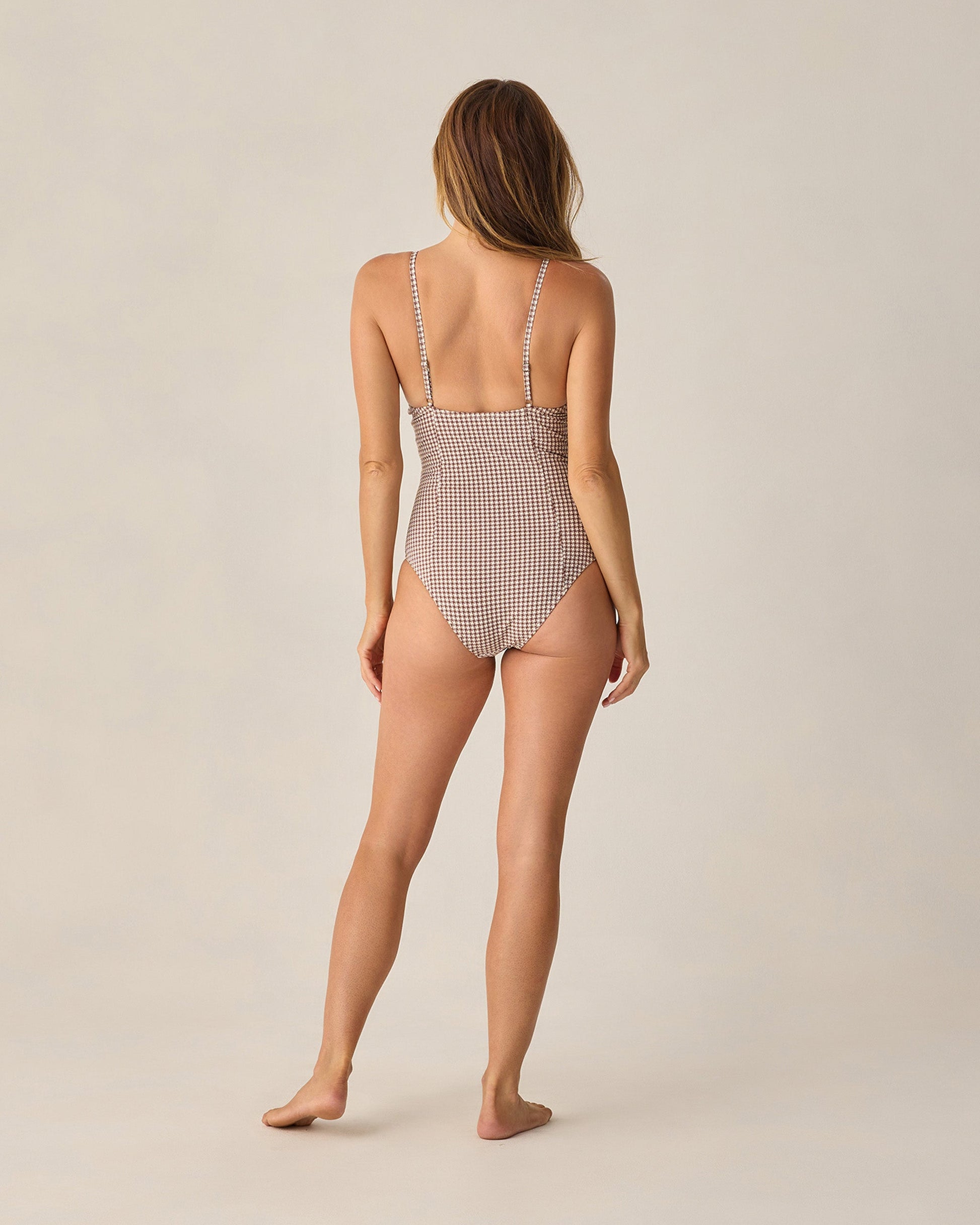 Women's Underwire One-Piece Chocolate Houndstooth