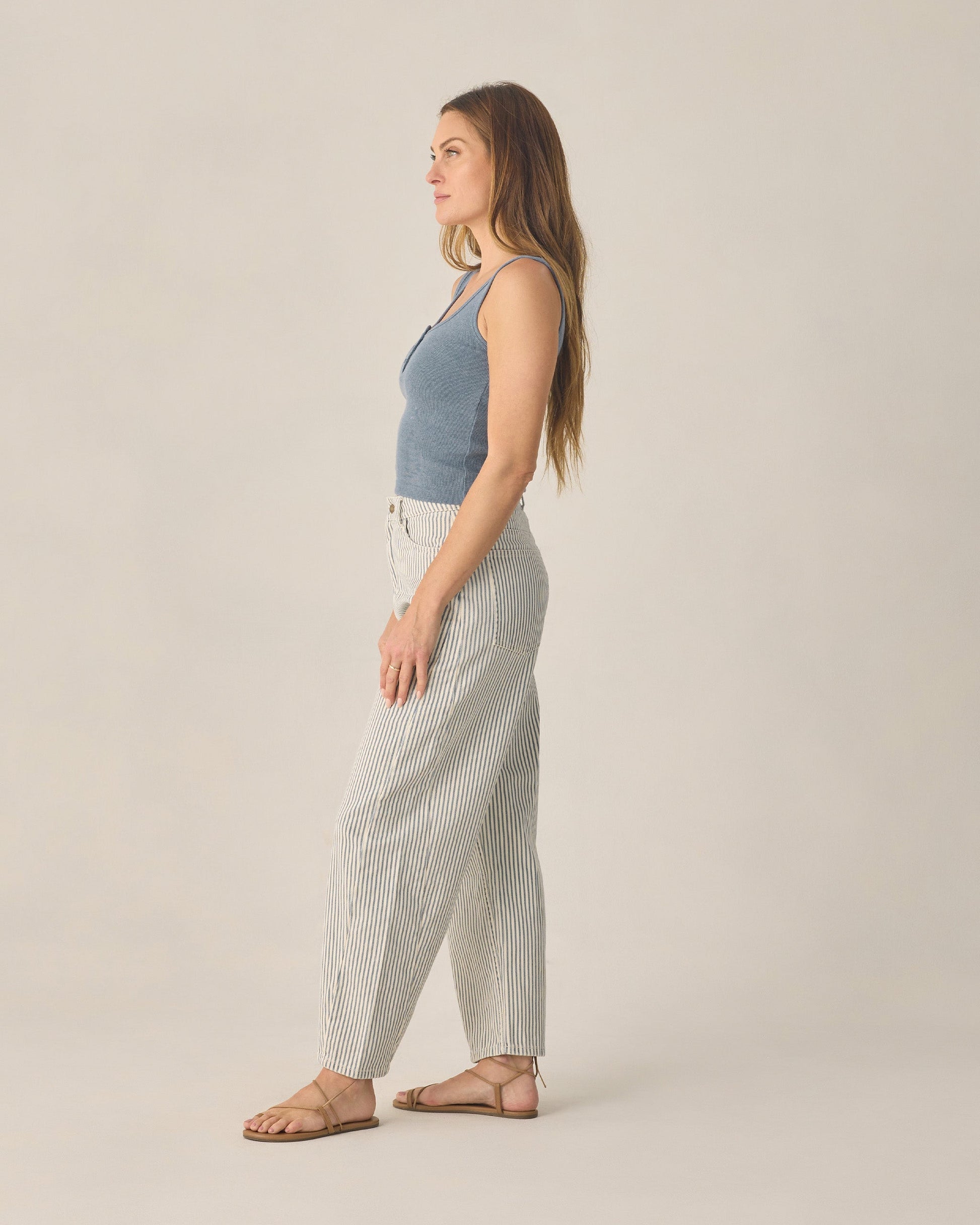 Women's Ribbed Tank Heathered Marine