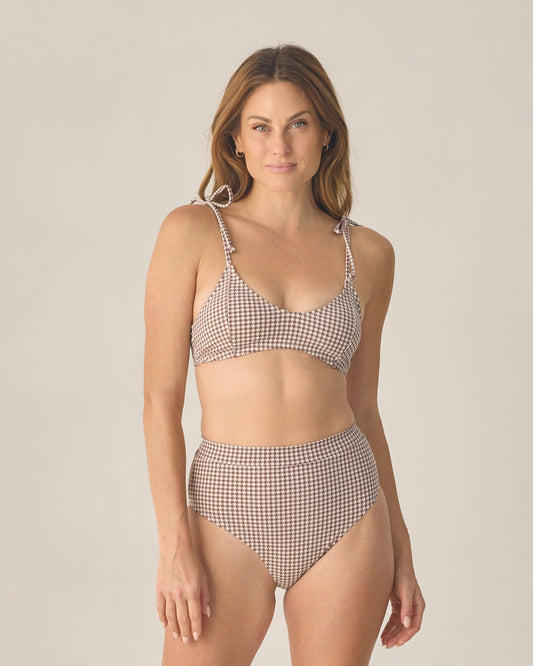 Women's Alba Bikini Top Chocolate Houndstooth