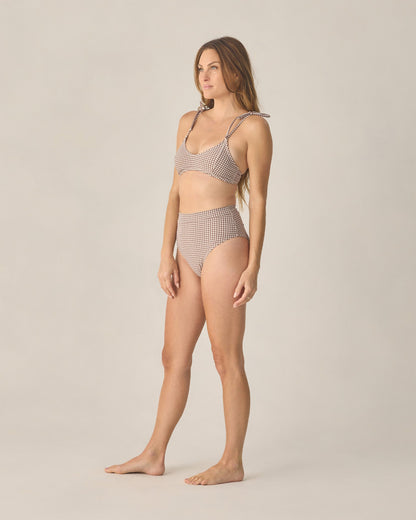 Women's Banded High Cut Bikini Bottom Chocolate Houndstooth