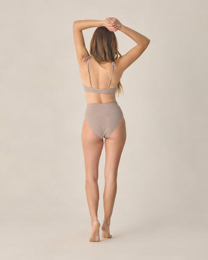 Women's Banded High Cut Bikini Bottom Chocolate Houndstooth
