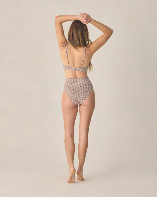Women's Banded High Cut Bikini Bottom Chocolate Houndstooth