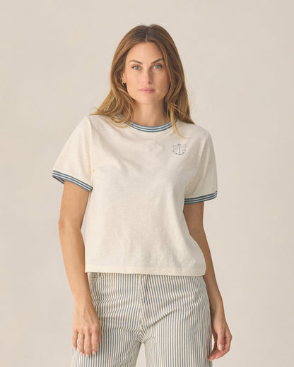 Women's Ringer Tee Anchor Bow